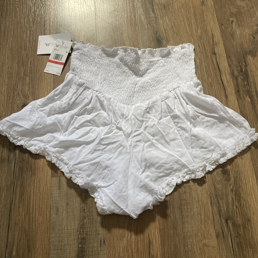 Jessica Simpson White Smocked Cover Up Shorts Sexy Whimsy Fairy Size XS NEW